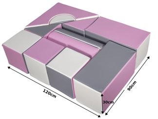 Motricité - Parcours de Motricité Maternelle - Set de 11 blocs en mousse pour structure de motricité complète rose