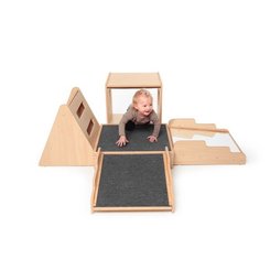Mobilier - Meuble de rangement scolaire - Parcours de motricité bois avec miroir