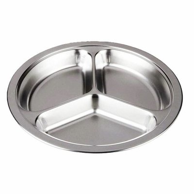 Repas - Assiettes Enfants et à Compartiments - Assiette inox 3 compartiments 22 cm