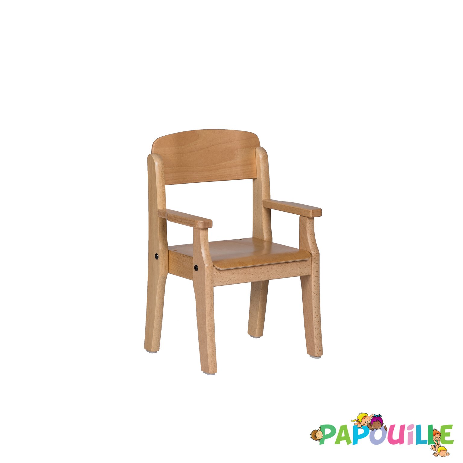 Fauteuil enfant en bois avec accoudoir t3 h.35cm vernis