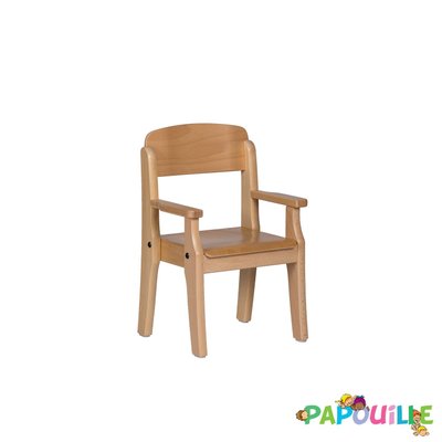 Mobilier - Chaise & fauteuil pour crèche - Fauteuil enfant en bois avec accoudoir t3 h.35cm vernis