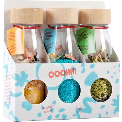 Motricité - Eveil Sensoriels et Tactiles - Lot de 3 bouteilles sensorielles nature