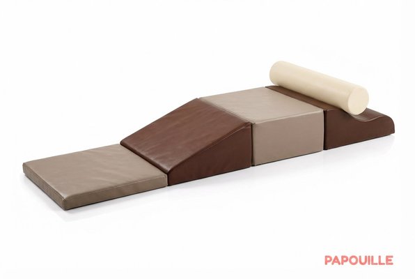 Motricité - Parcours de Motricité Maternelle - Kit de modules équilibre "poussin" en mousse 270 x 30cm - Chocolat, taupe et crème