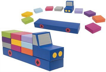 Mobilier - Meuble en mousse et Pouf - Camion de coussins bleu
