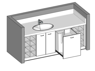 Change - Meuble à Langer crèche - Table à langer avec une cuve et un escalier - 213,5 cm