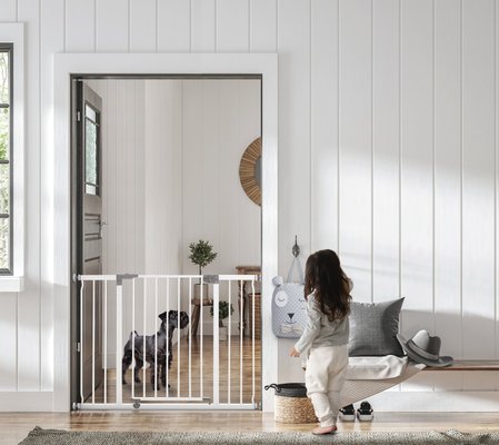 Médical et Prévention - Barrières de Sécurité Enfant - Barrière - Portillon avec rallonge 99 à 105,5 cm - Blanc