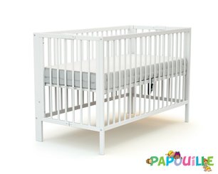 Couchage - Lit Crèche en Bois bébé, enfant - Lit bois pliant 60 x 120 réglable en hauteur blanc
