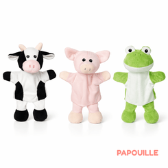 Jeux - Marionnettes, Théâtre  - Marionnettes vache, cochon et grenouille (avec pattes)