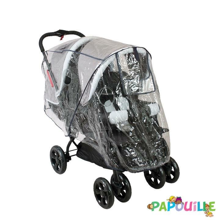 Habillage de pluie poussette double avec canopy transparent Looping