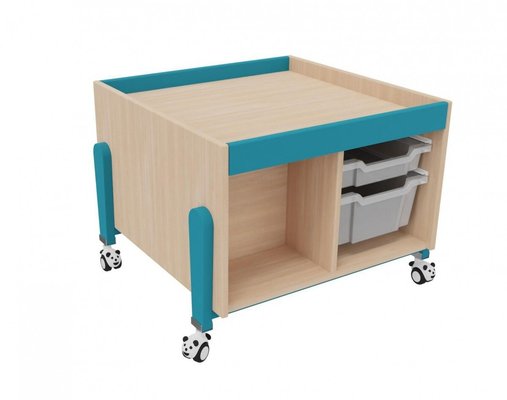 Mobilier - Meuble de rangement scolaire - Meuble table activite a roulettes rangement teinte