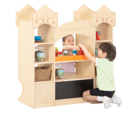 Mobilier - Meuble de rangement scolaire - Etagère en château fort 