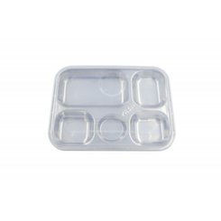 Repas - Plateaux Repas Enfants et à Compartiments - Plateau 5 compartiments inox 30,5 x 23,5 x 2,5 cm avec couvercle