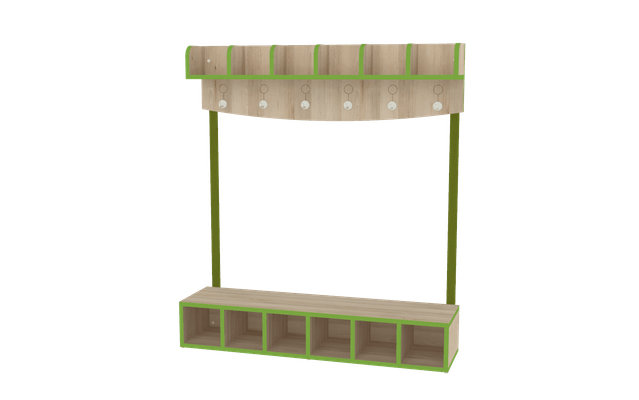 Mobilier - Banc vestiaire & Porte Manteaux - Vestiaire 6 places - T1 - Vert