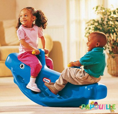 Jeux - Bascules et Équilibre - Balançoire à bascule baleine bleu 2 ou 3 places