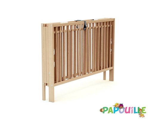 Couchage - Lit Crèche en Bois bébé, enfant - Lit bois pliant 60 x 120 réglable en hauteur vernis