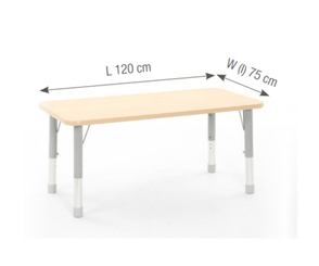 Mobilier - Table crèche et scolaire - Table rectangulaire réglable- surface HPL - 120 x 75 cm