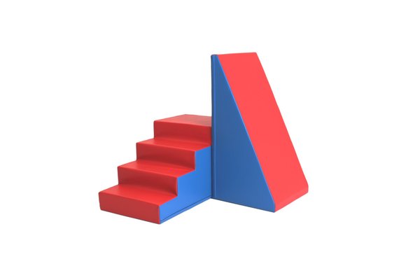 Motricité - Parcours de Motricité Maternelle - Je grimpe, je glisse - grand parcours de motricité hauteur 50 cm bleu et rouge