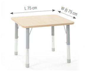 Mobilier - Table crèche et scolaire - Table carrée réglable gris - surface HPL - 75 x 75 cm