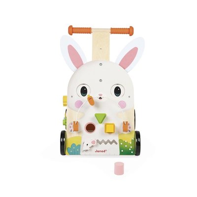 Jeux - Porteurs, Draisiennes, Marcheurs - Chariot de marche Multi-Activités Lapin en bois - Prix Parent