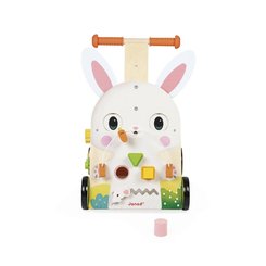 Jeux - Porteurs, Draisiennes, Marcheurs - Chariot de marche Multi-Activités Lapin en bois - Prix Parent