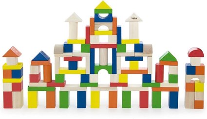 Jouets - Jeux de Construction - Blocs à empilés en bois - 100 pièces