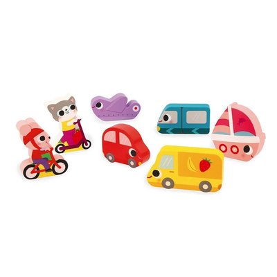 Jeux - Jeux Éducatifs et Puzzle - Puzzle Véhicules 7 pièces Chat et souris