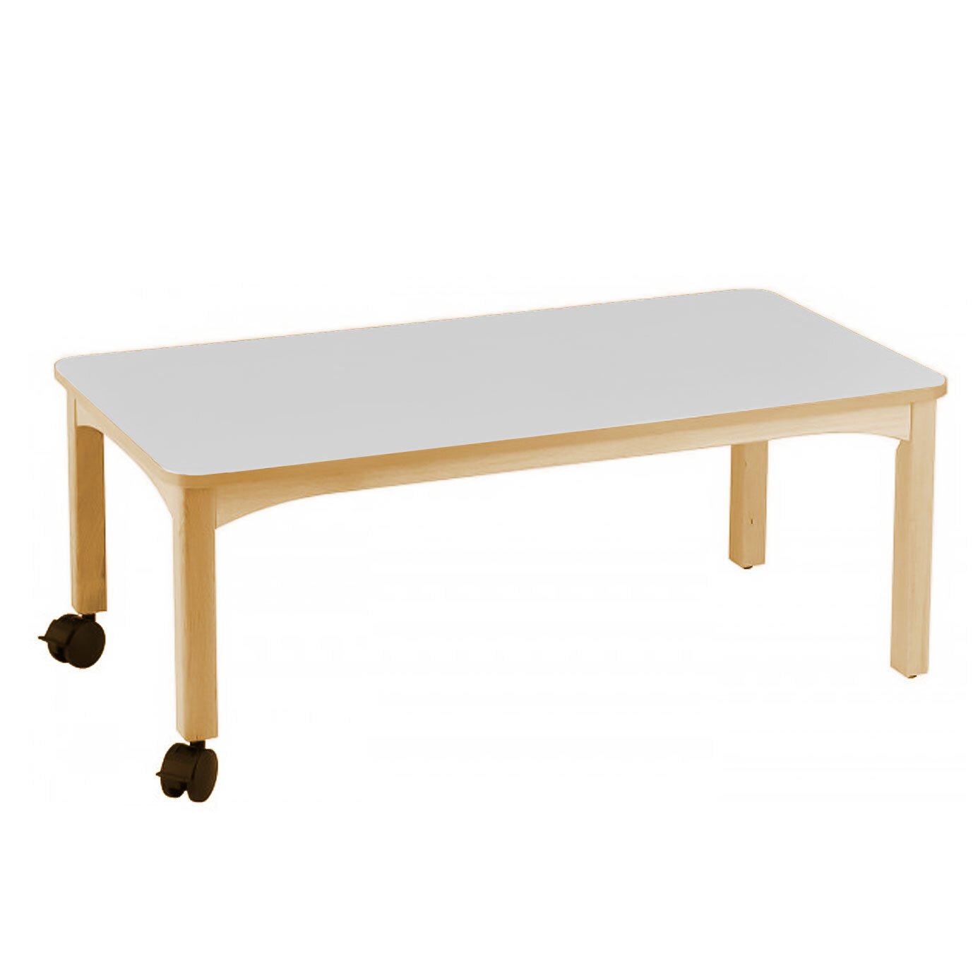 Table en bois 120 x 60 a roulettes t1 h.46cm blanc