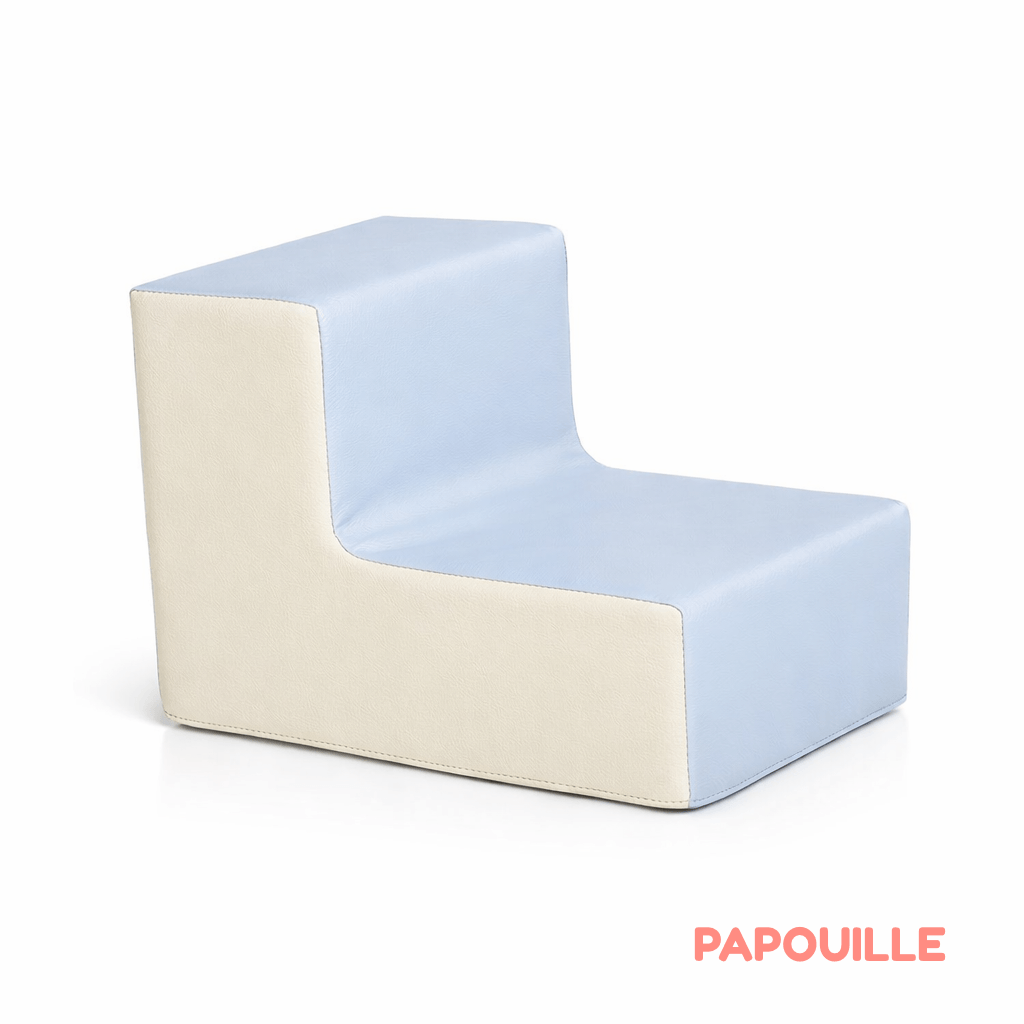 Chaise en mousse - hauteur 15 cm - Bleu pastel et crème