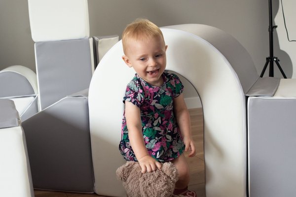 Motricité - Parcours de Motricité Maternelle - Set de blocs en mousse 4 éléments avec petit pont pastels