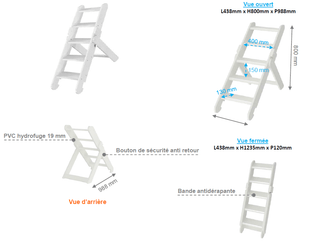 Change - Meuble à Langer crèche - Escalier pliable en bois pour plan de change enfant
