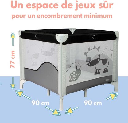 Couchage - Parc bébé Pliable, en Bois  - Parc lit filet bébé pliant en tissu