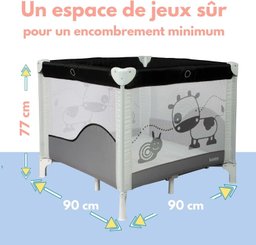 Couchage - Parc bébé Pliable, en Bois  - Parc lit filet bébé pliant en tissu