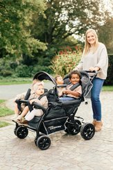 Puériculture - Poussette - Poussettes quadruple + Housse de pluie et pare soleil - Noir 