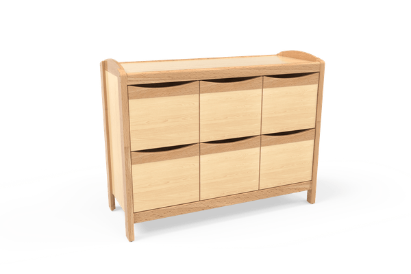 Mobilier - Meuble de rangement scolaire - Meuble de rangement 6 cases crèche vernis