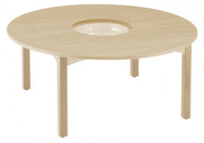 Table en bois a bac central t3 h59 vernis