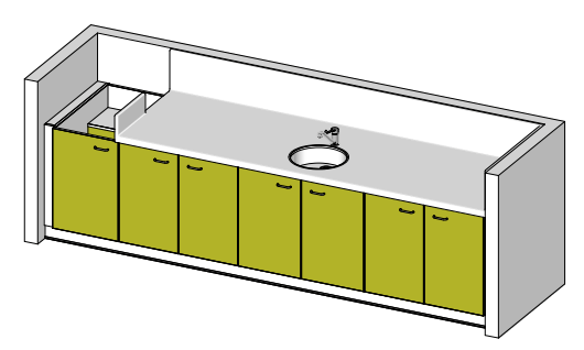 Change - Meuble à Langer crèche - Table à langer avec cuve - 3370 x 850 mm
