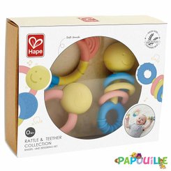 Jouets - Hochets et Jouets Sensoriels - 3 hochets et anneaux de dentition - Matière vegetale 