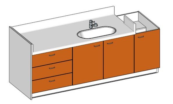 Change - Meuble à Langer crèche - Table à langer avec 1 cuve - 250 cm