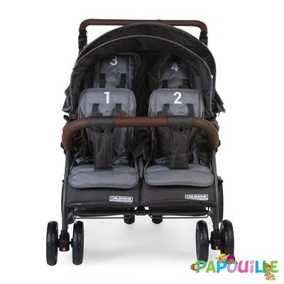 Puériculture - Poussette - Poussette quadruple 2 autobrakes 4 enfants anthracite