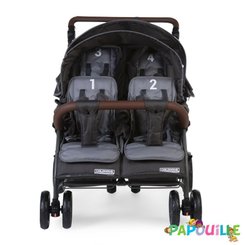 Puériculture - Poussette - Poussette quadruple 2 autobrakes 4 enfants anthracite