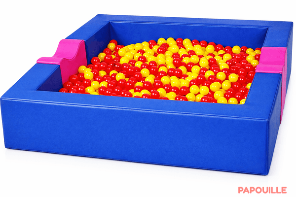 Motricité - Piscine à balles - Piscine à balles en mousse revêtement pvc avec extension (complète) bleu / fuchsia