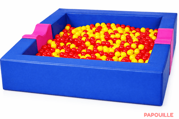 Motricité - Piscine à balles - Piscine à balles en mousse revêtement pvc avec extension (complète) bleu / fuchsia