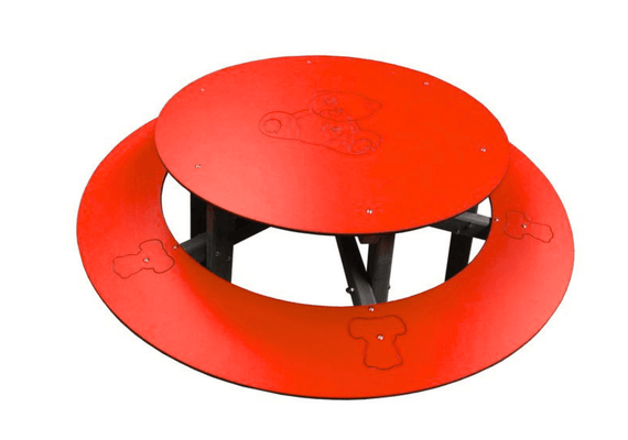 Mobilier - Table crèche et scolaire - Table d'extérieur ronde avec banc ourson - Rouge