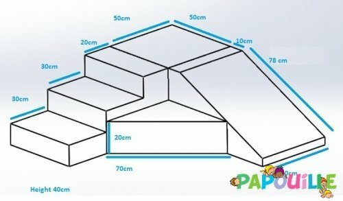 Motricité - Parcours de Motricité Maternelle - Parcours d'angle podium avec escalier et toboggan gris