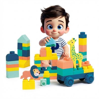 Jouets - Jeux de Construction - Blocs de constructions avec figurines animaux
