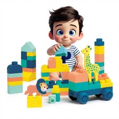 Jouets - Jeux de Construction - Blocs de constructions avec figurines animaux
