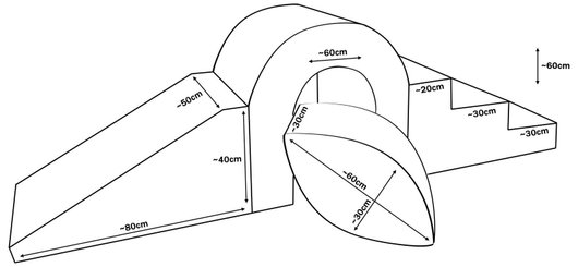 Motricité - Parcours de Motricité Maternelle - Set de blocs en mousse 4 éléments avec petit pont pastels