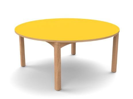 Mobilier - Table crèche et scolaire - Table ronde 4 pieds T0 - Jaune