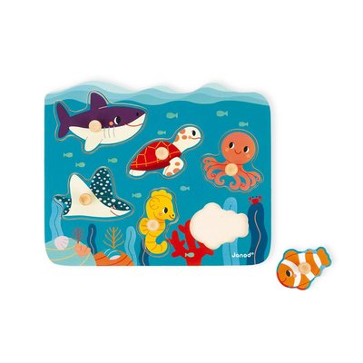 Jeux - Jeux Éducatifs et Puzzle - Puzzle à Tenons en Bois Animaux marins