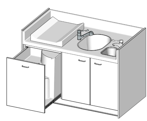 Change - Meuble à Langer crèche - Meuble a langer avec baignoire et lave mains